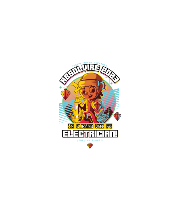 absolvire 2023 electrician model negru pe tricou