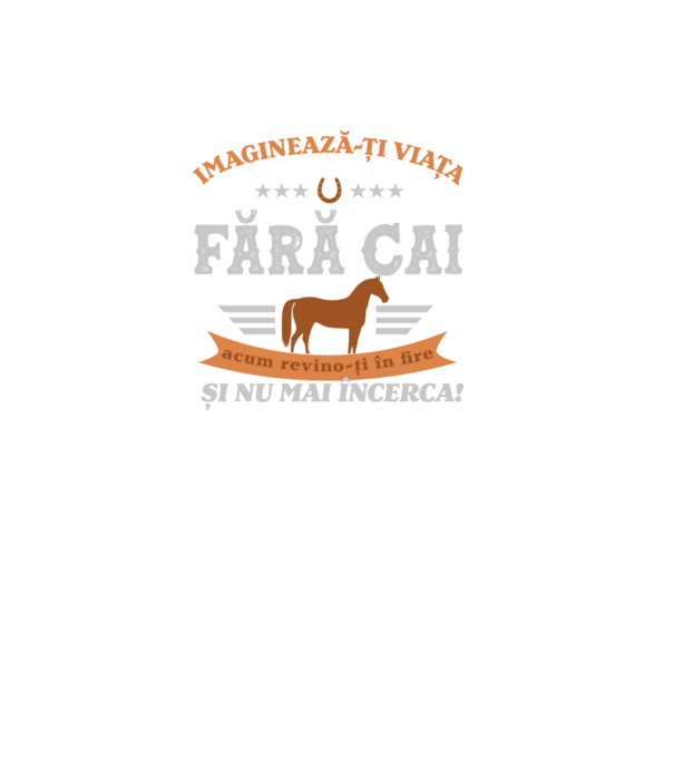 Imaginează-ți viața fără cai, acum revino-ți în fire și nu mai încerca! model negru pe tricou