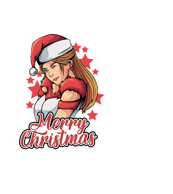 Merry christmas santa girl model negru pe tricou
