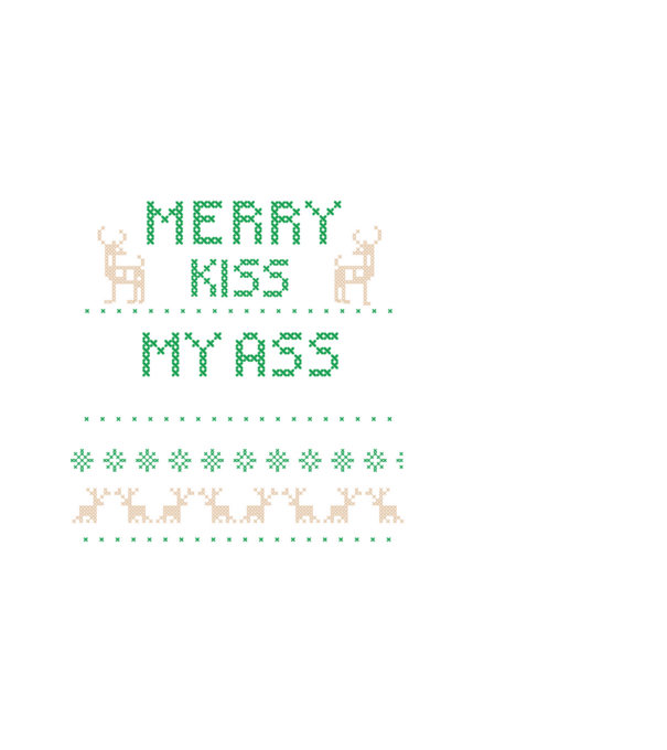 Merry kiss my ass ugly sweater model negru pe tricou
