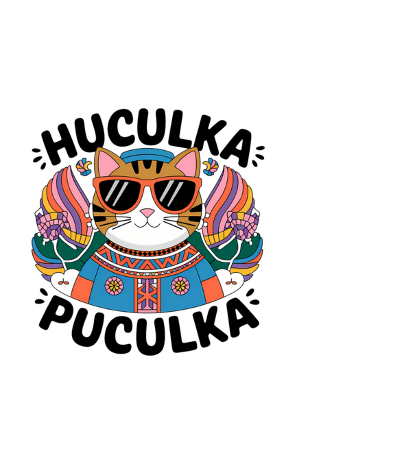 Huculka Puculka pisică 3 model negru pe tricou