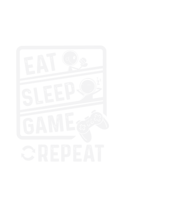 Eat sleep game repeat model alb pe tricou