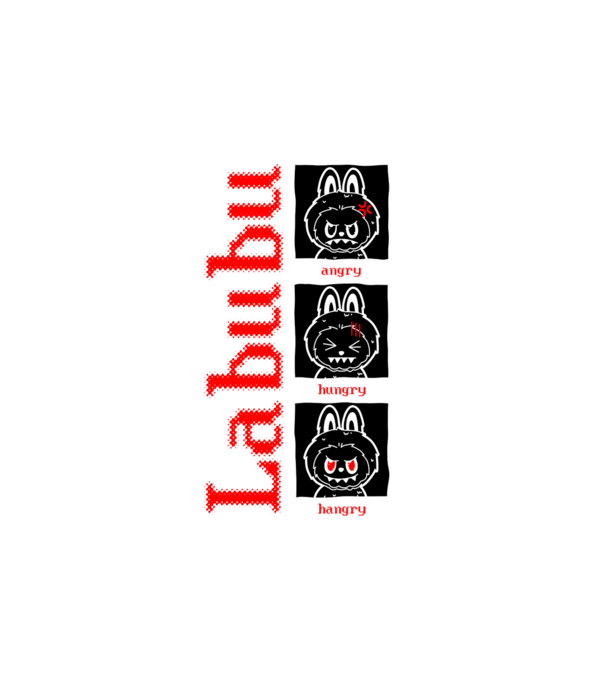 Labubu moods model alb pe tricou
