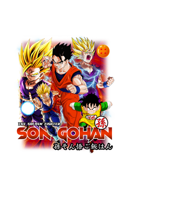 gohan dragonball model negru pe tricou
