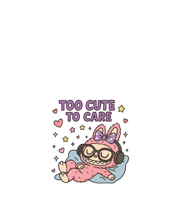 Too cute to care model alb pe tricou