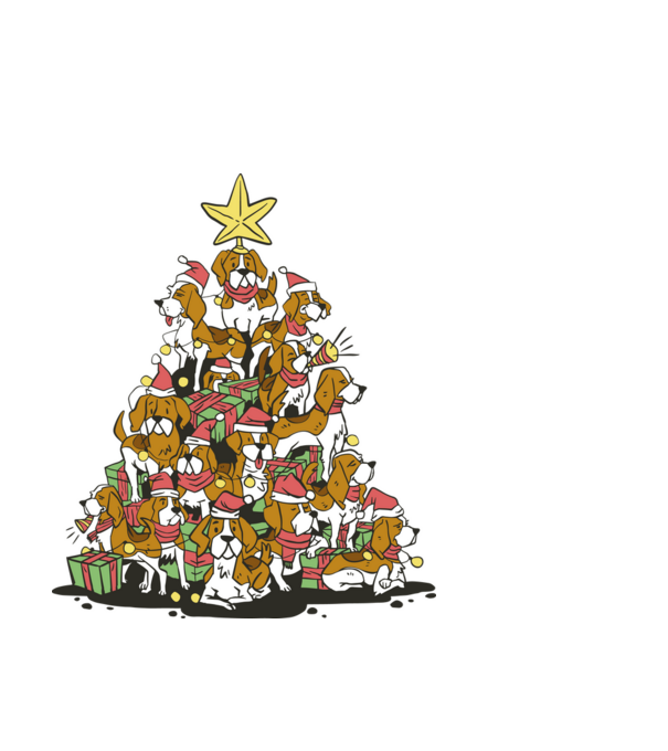 beagle christmas tree model negru pe tricou