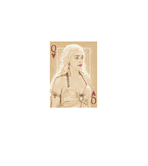 Queen Card model alb pe tricou