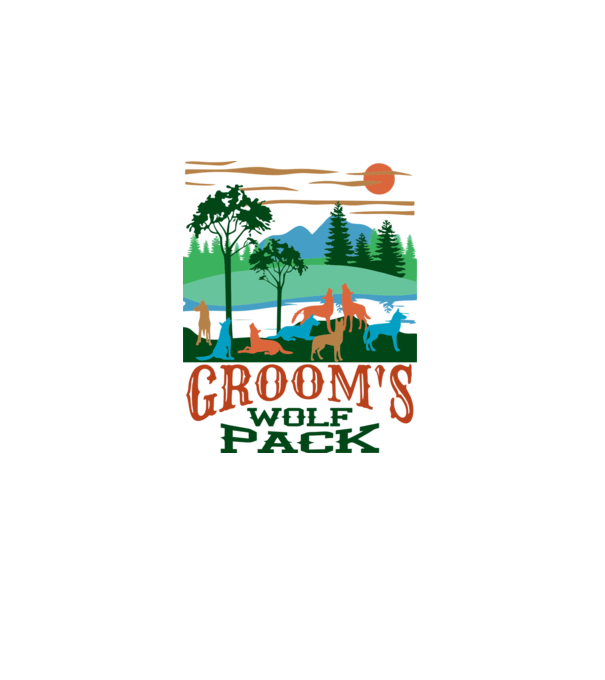 Grooms wolf pack model alb pe tricou