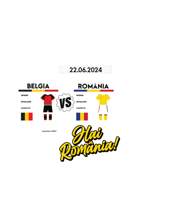 BEL-ROM euro 2024 calendar  model negru pe tricou