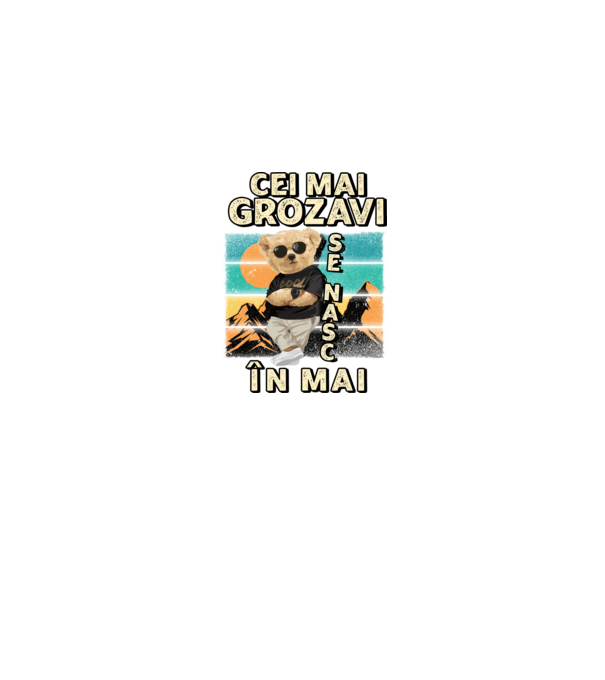 RETRO teddy MAI model albastru jeanși pe tricou