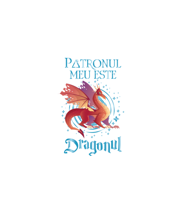 Patronul meu este DRAGONUL model negru pe tricou