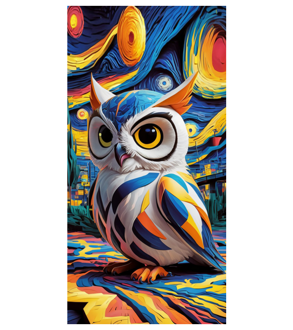 Owl paint model alb pe tricou