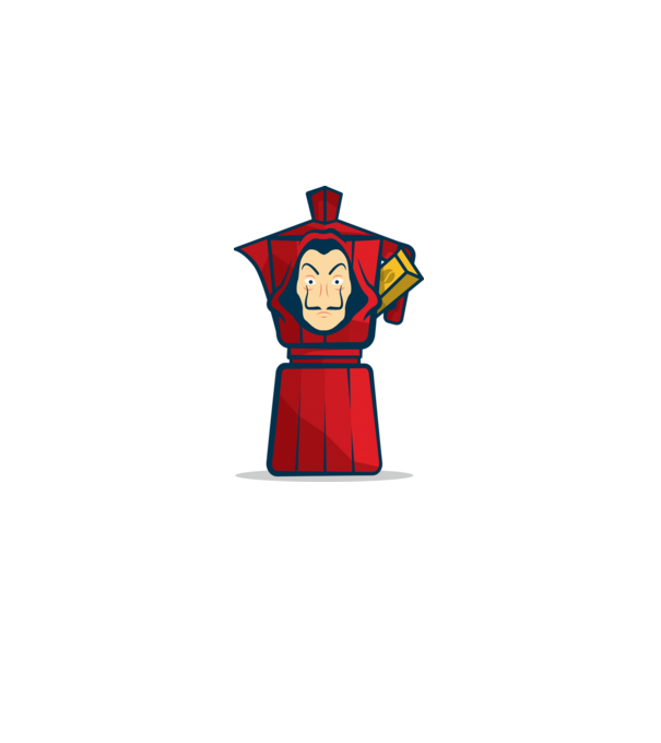 money heist coffee model alb pe tricou