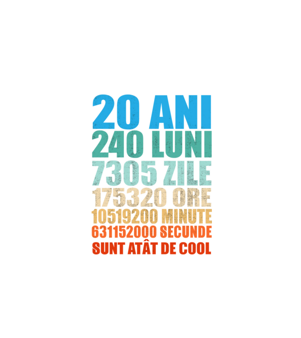 De 20 ani - luni - zile - ore - minute - secunde - sunt atât de cool model negru pe tricou