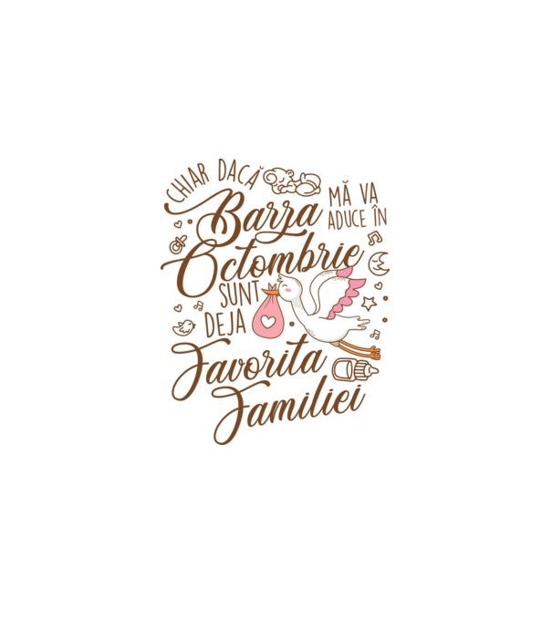 Favorita familiei OCTOMBRIE model alb pe tricou