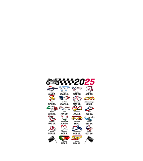 MOTOGP 25 CALENDAR alb model alb pe tricou