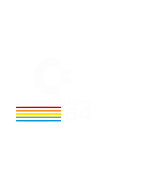 Commodore 64 logo on black model alb pe tricou