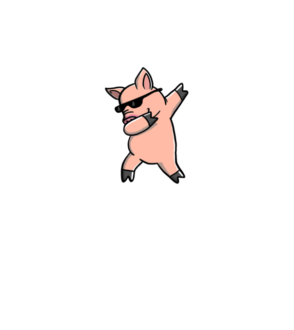 Porc dab model negru pe tricou
