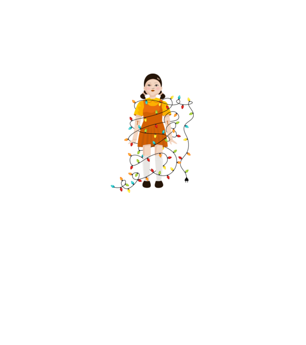 doll squid game model alb pe tricou