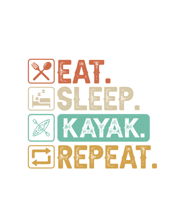 Eat Sleep Kayak model alb pe tricou