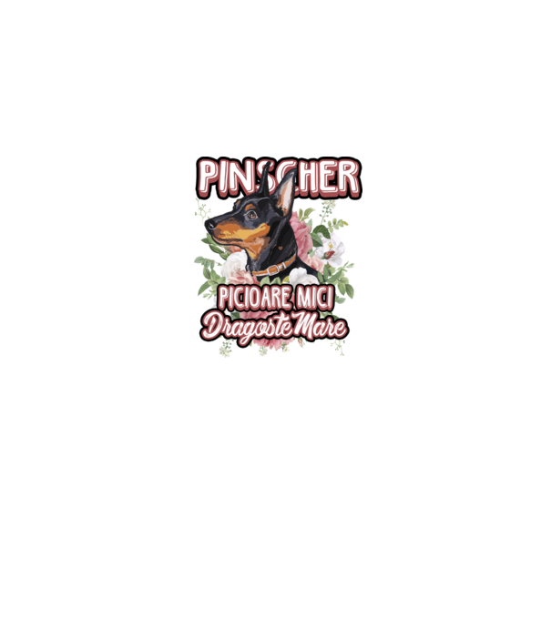 Pinscher picioare mici dragoste mare model gri pe tricou
