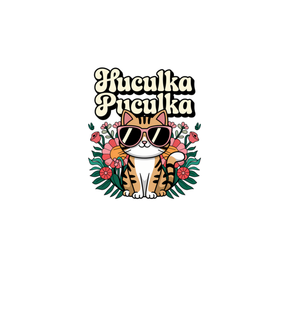Huculka Puculka pisică 3 model alb pe tricou