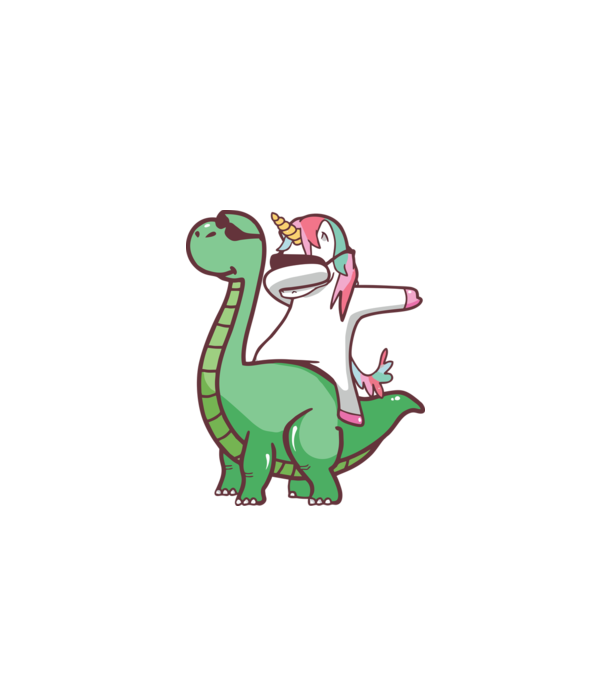 Dinozaur dabunicorn model negru pe tricou