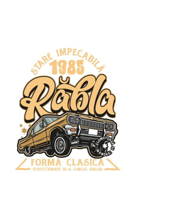 Rablă 1985 model negru pe tricou