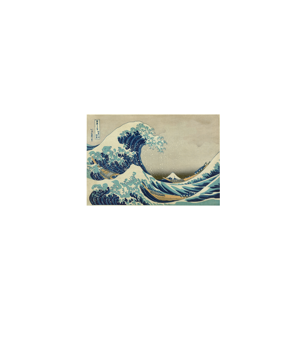 Great Wave of Kanagawa mască model alb pe tricou