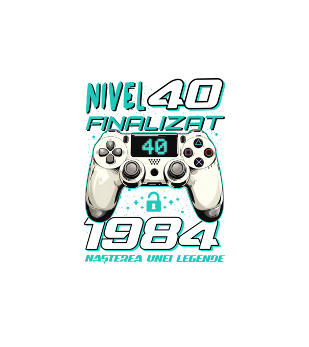 Nivel finalizat 40 1985 model alb pe tricou