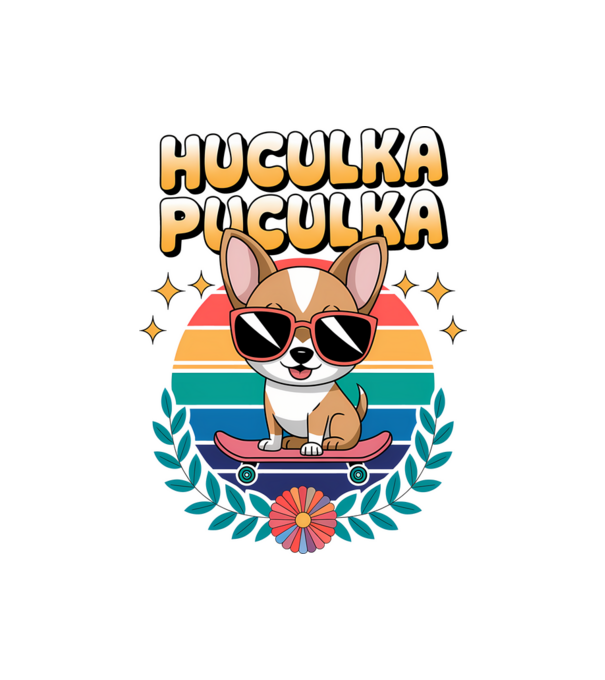 Huculka Puculka Câine 2 model alb pe tricou