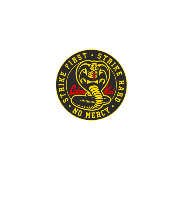 Strike first strike hard cobra kai model negru pe tricou