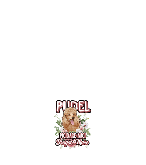 Pudel picioare mici dragoste mare model negru pe tricou