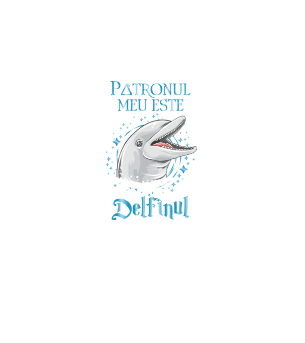 Patronul meu este DELFINUL model negru pe tricou