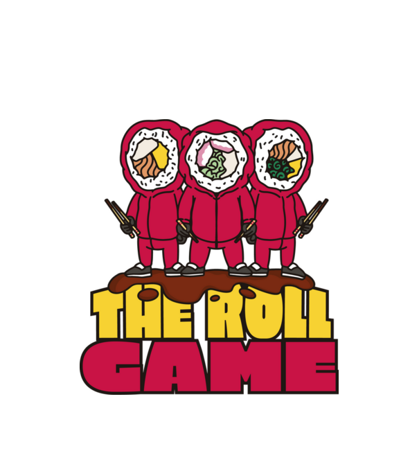 the roll game squid game model alb pe tricou