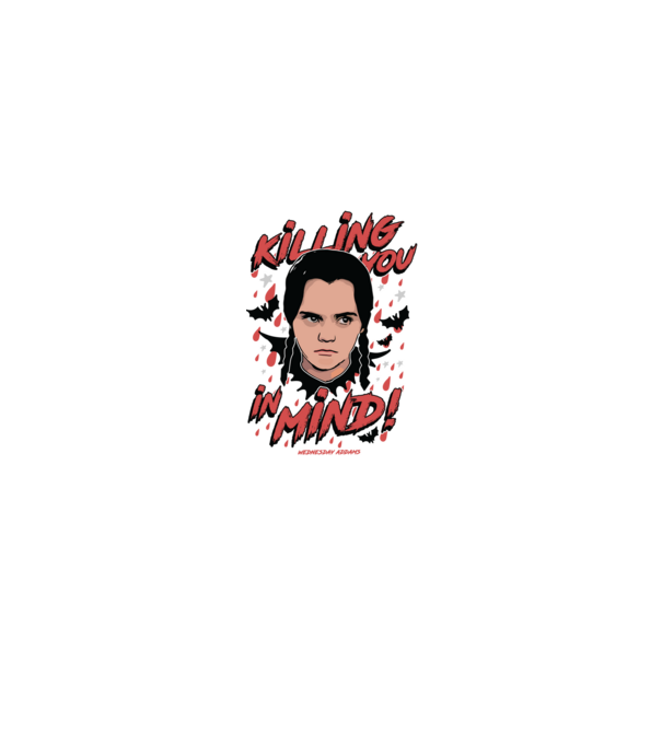 WEDNESDAY Killing You in my mind model alb pe tricou