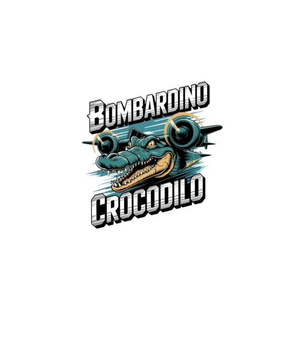 Bombardino Crocodilo 2 model negru pe tricou