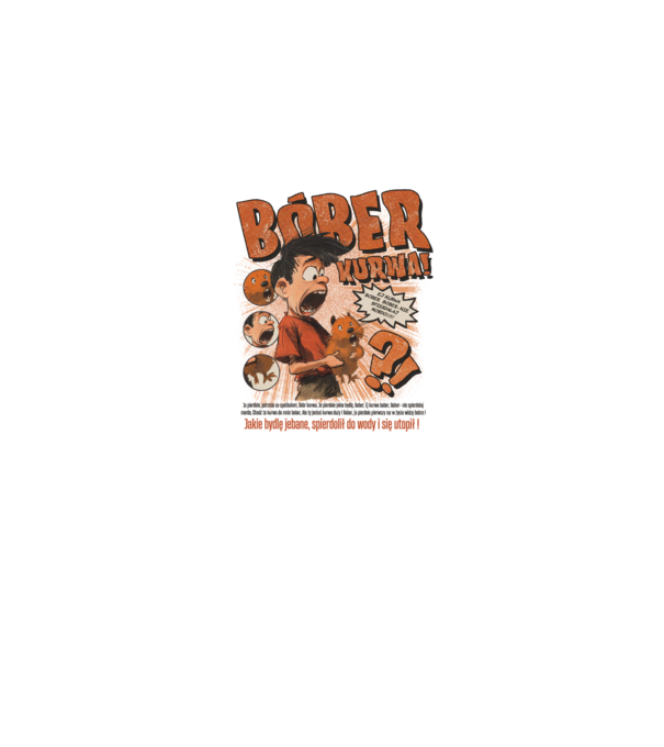 Bobr Kurwa comic model gri pe tricou