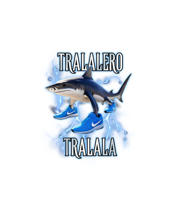 Tralalero Tralala model alb pe tricou