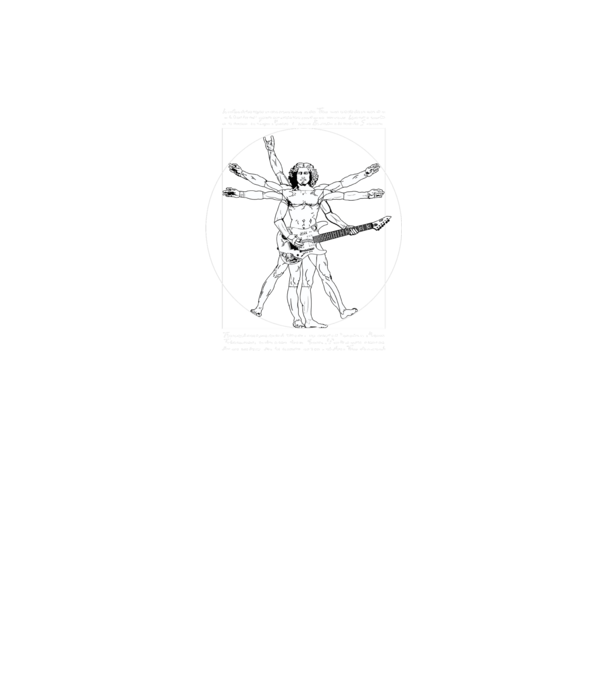 Vitruvius Guitar model negru pe tricou