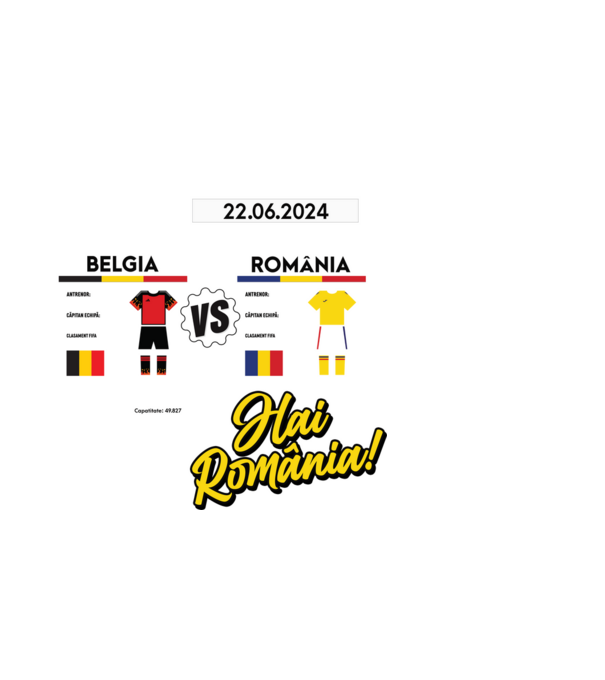 BEL-ROM euro 2024 calendar model alb pe tricou