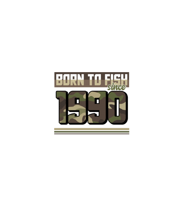 Born to fish since 1990 model nisipiu pe tricou