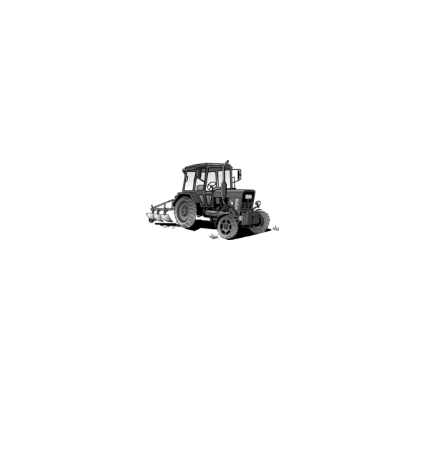 TRACTOR model alb pe tricou