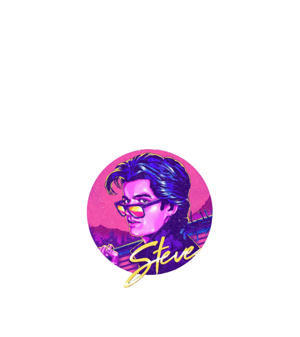 steve neon stranger things model negru pe tricou