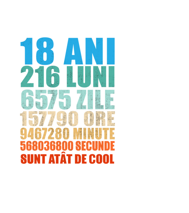 De 18 ani - luni - zile - ore - minute - secunde - sunt atât de cool model negru pe tricou