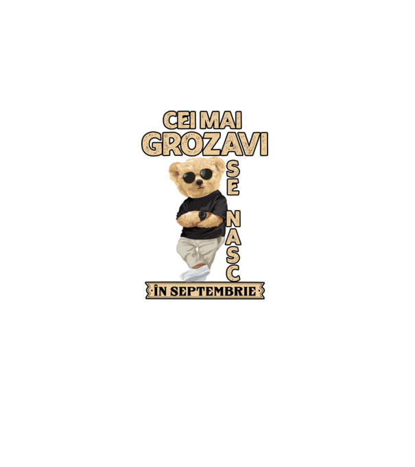 Teddy cel cool Septembrie model negru pe tricou