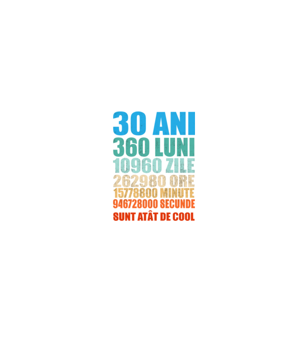 De 30 ani - luni - zile - ore - minute - secunde - sunt atât de cool model negru pe tricou