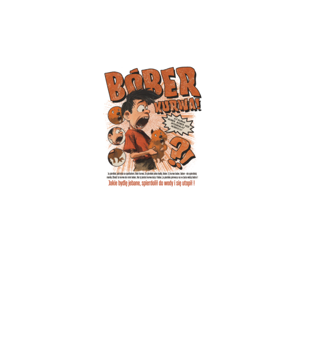 Bobr Kurwa comic model gri pe tricou