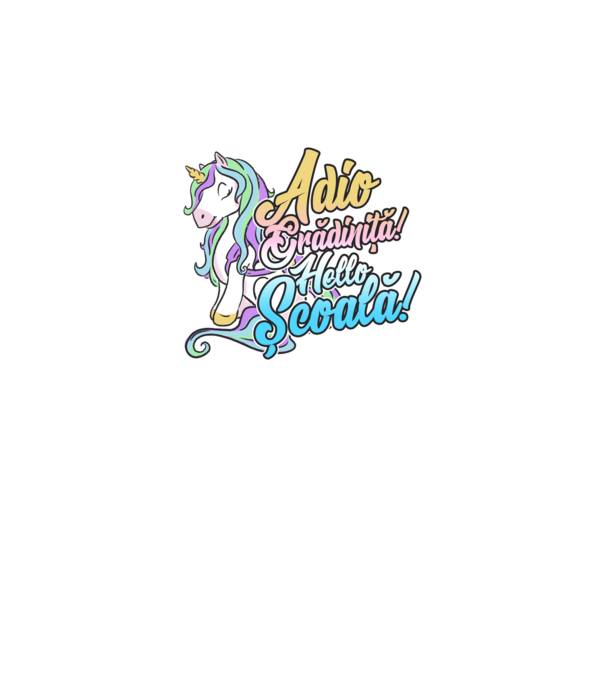 Adio grădiniță! Hello școală! model alb pe tricou