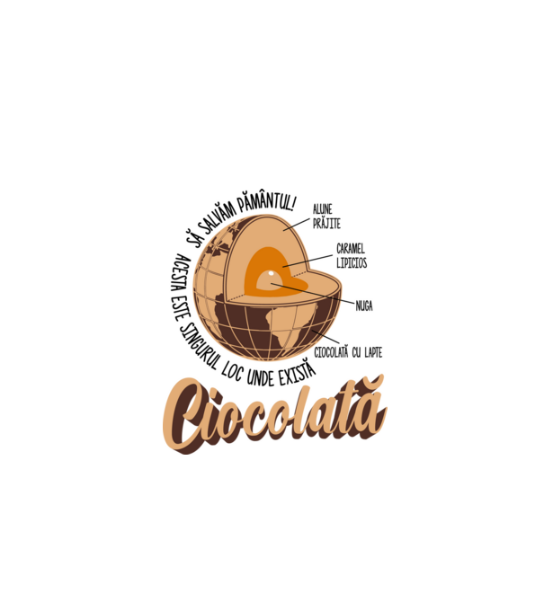 să salvăm Pământul! acesta este singurul loc unde există ciocolată - alune prăjite, caramel lipicios, nuga, ciocolată cu lapte model alb pe tricou